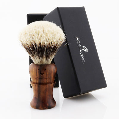 Silver Tip Badger Hair Shaving Brush - Wood Handle - JAG SHAVING