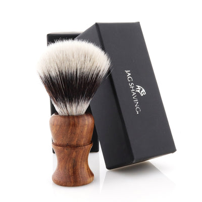 Synthetic Silver Tip Hair Shaving Brush - Wood Handle - JAG SHAVING