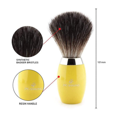 Black Badger Hair Shaving Brush With Round Yellow Resin  Handle - JAG SHAVING
