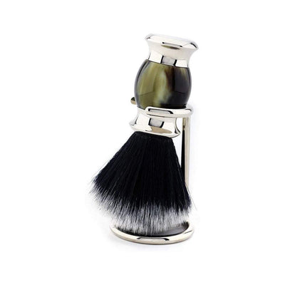 Black Synthetic Shaving Brush - Horn Resin Replica Handle - JAG SHAVING