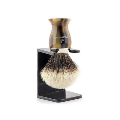 Horn Replica Handle Shaving Brush with Pure Silver Tip Badger Hair - JAG SHAVING