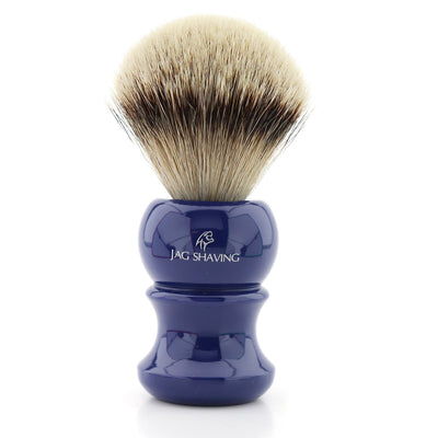 JAG's Silvertip Badger Shaving Brush - Handmade Blue Handle - JAG SHAVING
