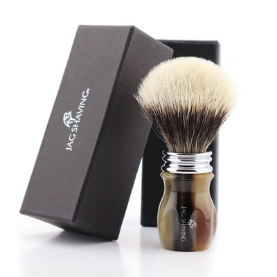 JAG's Silvertip Badger Shaving Brush - Horn Replica Handle - JAG SHAVING