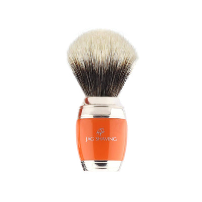 Orange Handle Shaving Brush with Super Silver Tip Hair Bristles - JAG SHAVING