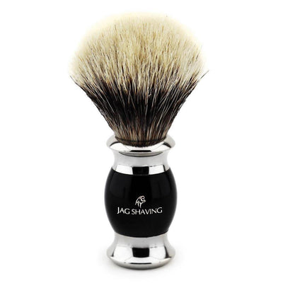 Silvertip Badger Shaving Brush - Black Metal Handle - JAG SHAVING