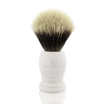 Silvertip Badger Shaving Brush - White Resin Handle - JAG SHAVING