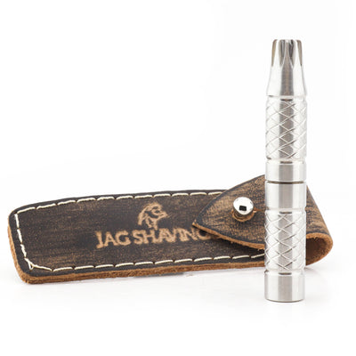 Stainless Steel Travel Manual Nose Ear Hair Trimmer with Leather Pouch - JAG SHAVING