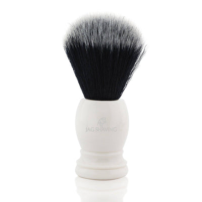 Synthetic Black Shaving Brush - Pearl White - JAG SHAVING
