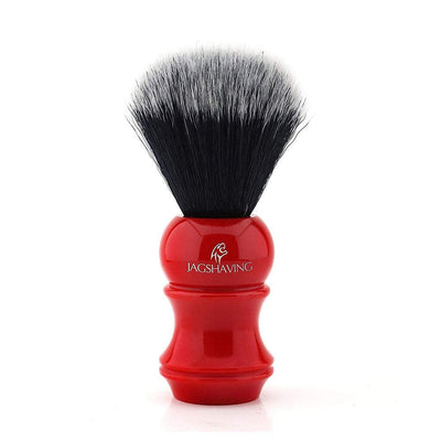 Synthetic Black Shaving Brush - Red Resin Handle - JAG SHAVING
