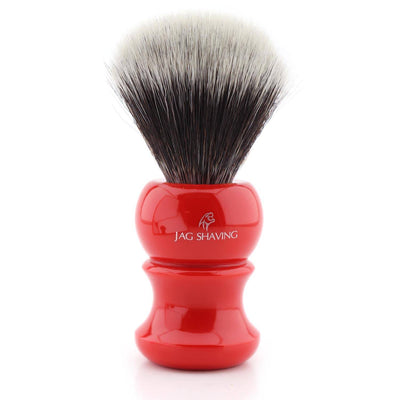 Synthetic Hair Bristles Shaving Brush with Red Shiny Resin Handle - JAG SHAVING