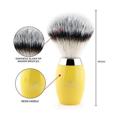 Synthetic Hair Shaving Brush - Yellow Resin  Handle - JAG SHAVING